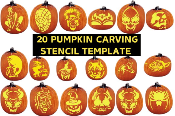 20 PUMPKIN CARVING Stencil TEMPLATE