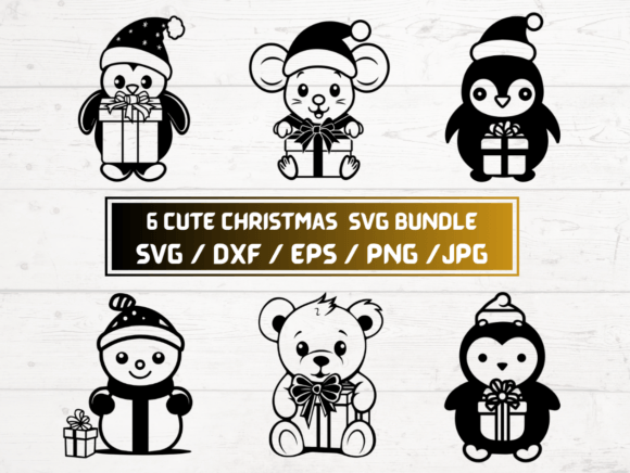 6 Cute Christmas SVG Bundle