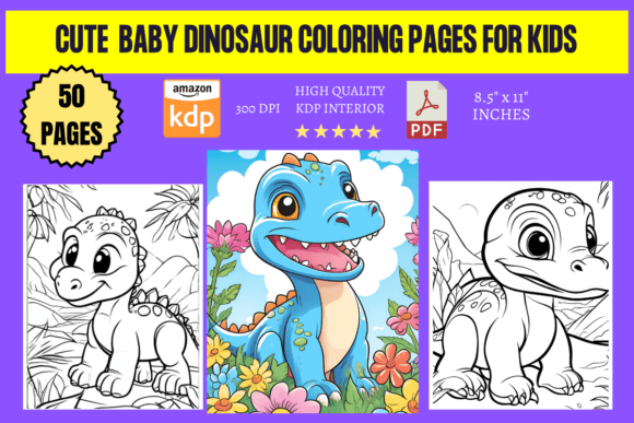 Cute Baby Dinosaur Coloring Pages for K
