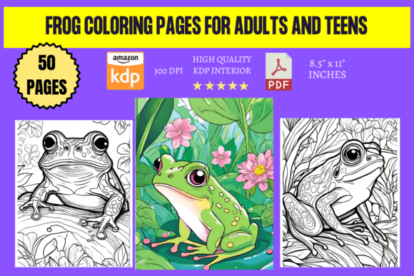 Frog Coloring Pages for Adults & Teens