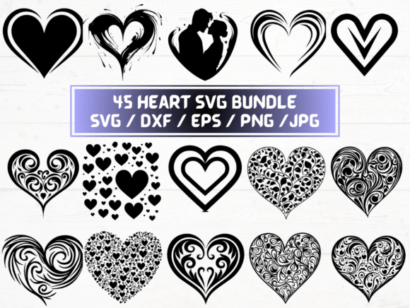 Heart SVGs, DXF, EPS, JPG & PNG Files