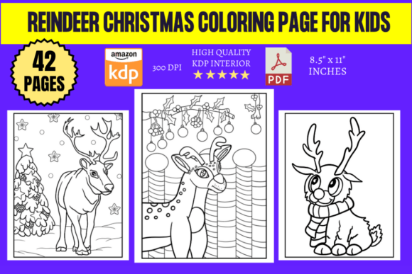 Reindeer Christmas Coloring Page for Kid