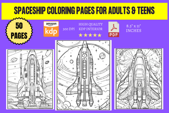 Spaceship Coloring Pages for Adults Te