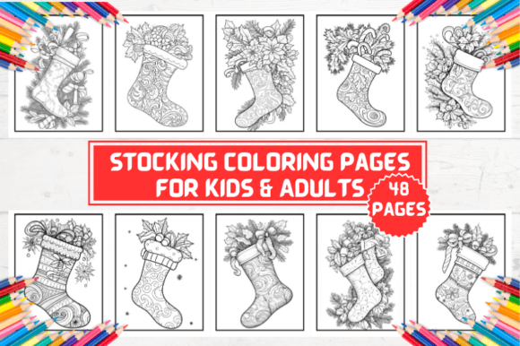 Stocking Coloring Pages for Kids