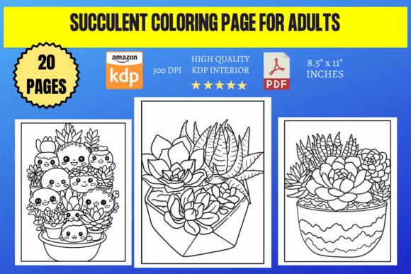 Succulent Coloring Page for Adults
