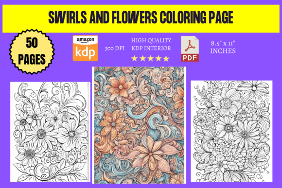 Swirls and Flowers Coloring Page