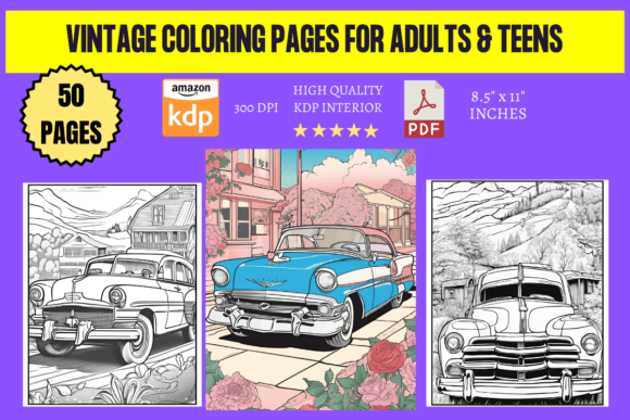 Vintage Cars Coloring Pages for Adults