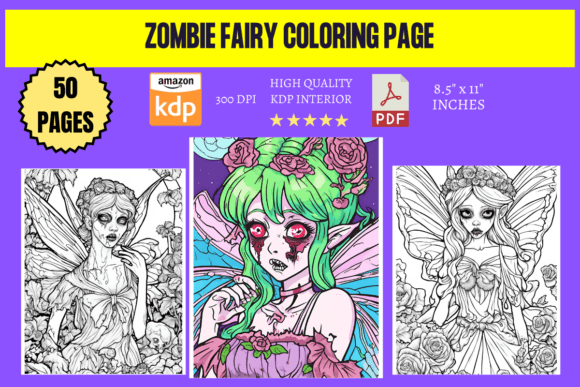 ZOMBIE FAIRY Coloring Page